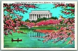 Lincoln Memorial and Cherry Blossoms Washington DC UNP Unused WB Postcard H13 - £3.07 GBP