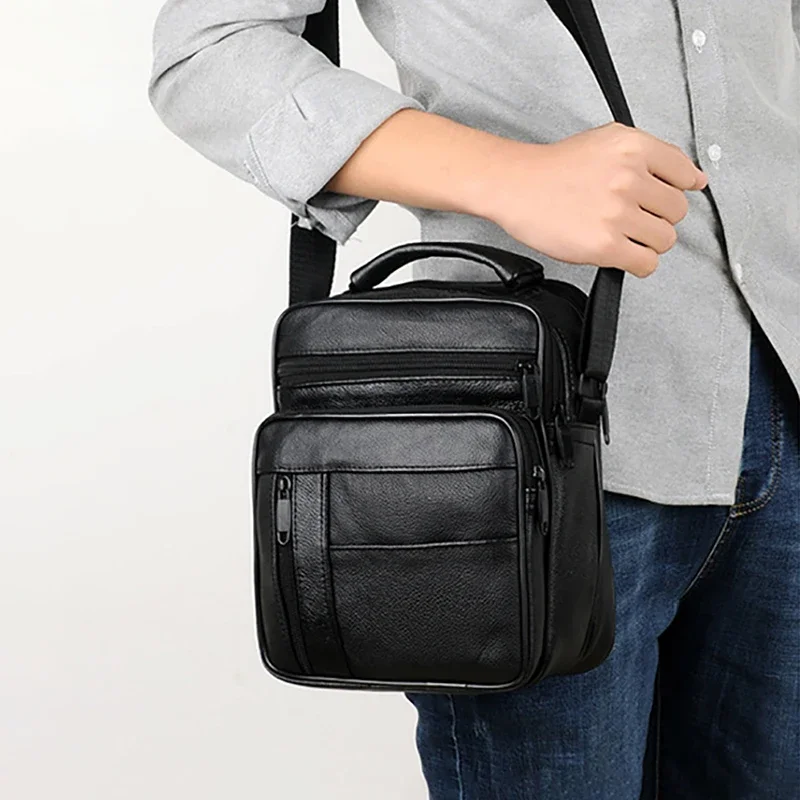 New Casual Men&#39;s Business Genuine Leather Mini Crossbody Bag Cow skin Sm... - $31.43