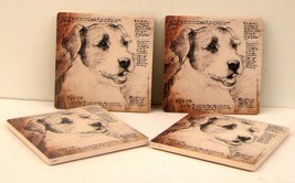 Coasters Stone Jack Rusell Pets Dogs Puppies Set of 4 Drinks Coffee Decor NEW - £15.69 GBP