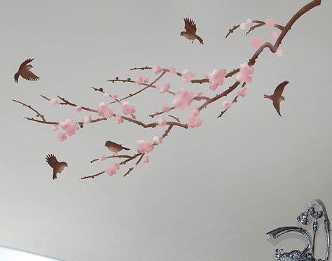 Stencil for Walls Sakura and Birds - Reusable stencils better than Wall Decals - £36.04 GBP