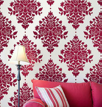 Wall Stencil Damask Rose, DIY Reusable stencils better than wallpaper - £31.86 GBP