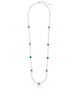 Silver-tone Light Blue and Turquoise Colored Layering Necklace, 38.5&quot; + ... - $33.94 CAD