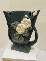 Reproduction Roseville Pottery White Rose Pattern Fan Shaped Vase - 987-9&quot; - £32.70 GBP