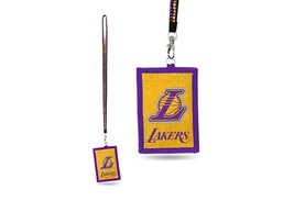 NBA Los Angeles LA Lakers Basketball Beaded Bling Lanyard ID Holder Keychain - £9.43 GBP