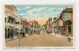 Main Street Fountain Mount Holly New Jersey Postcard 1910&#39;s Union National Bank - £13.98 GBP