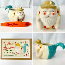 Sippin Santa Mermaid MerSanta Ceramic Tiki Mug w/Swizzle +Box 12oz Cute Beachbum - £57.82 GBP