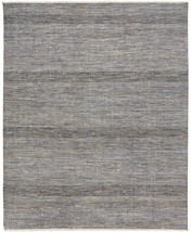 9' X 12' Silver Wool Striped Hand Knotted Area Rug - €1.413,05 EUR