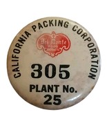 Vintage Del Monte California Packing Corp 1.25&quot; Employee Badge Pinback B... - $34.60