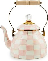 Mackenzie-Childs Pink-and-White Rosy Check Tea Kettle 2 Qt - $139.95