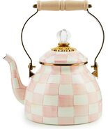 Mackenzie-Childs Pink-and-White Rosy Check Tea Kettle 2 Qt - $139.95