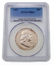 1953 50C Franklin Demi Dollar Preuve Classé By PCGS Comme - $157.39