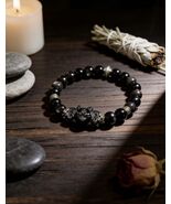 Natural Silver Obsidian Bracelet Fox Charm Healing  Crystal Gift - $26.00