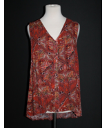 Anthropologie EN CREME Button Down Tank Top Shirt Brick Rust Size Medium M - £13.75 GBP