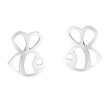Adorable Fun Bumble Bee Outline Sterling Silver Post Stud Earrings - £10.33 GBP