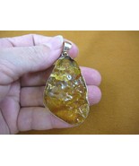 (P70-11) 13.9 grams Golden BALTIC Amber teardrop .925 Sterling Silver pe... - £136.05 GBP
