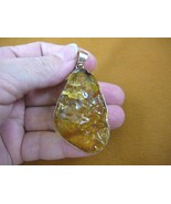 (P70-11) 13.9 grams Golden BALTIC Amber teardrop .925 Sterling Silver pe... - $237.21 CAD