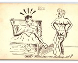 Risqué Comic Looking At Three Breasted Woman UNP Blanki Back Postcard U3 - $10.84