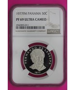 1977 Panama PF 69 Ultra Cameo Proof 50 Centesimos NGC Graded Certified S... - €69,16 EUR