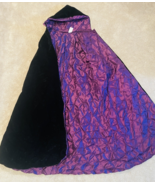 63&quot; Velvet Purple Satin Hooded Cape Whimsigoth Spirit Halloween Costume ... - $924.21 MXN