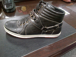 Black High Top Sneaker Boots Men&#39;s Black High Top Casual Fashion Shoes SZ 8 US - £43.18 GBP