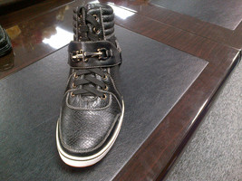 Black High Top Sneaker Boots Men&#39;s Black High Top Casual Fashion Shoes SZ 7US - £43.18 GBP