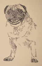 Pug Dog Art Portrait Print #47 Kline adds dog name free. Drawn from word... - $49.95