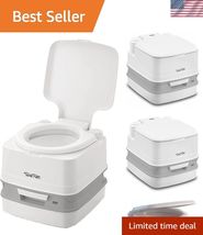 Durable Floor-Mounted Portable Toilet with Bellows Pump Flushing System - $225.84