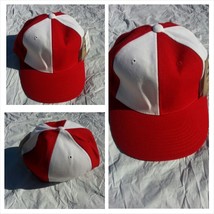 Mens Womens Red White baseball Cap Hat Two Tone Red fitted baseball cap 7 1/4 - £4.77 GBP