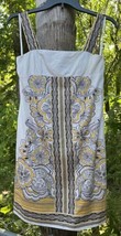 Ann Taylor Loft Floral Geometric Ylw Brn Mini Sundress Dress Jr. Wm. Sz ... - £19.08 GBP