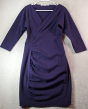 Diane von Furstenberg Dress Womens Size Small Purple 3/4 Sleeve V Neck Pleated - £27.55 GBP