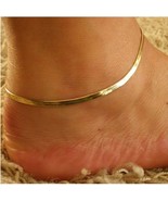 Herringbone Chain Ankle Bracelet Anklet Gift 14k White or Yellow Gold over Base - £23.97 GBP