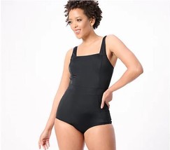 Girl With Curves Full Coverage One Piece Swimsuit (Black, 8) A575274 - $22.34