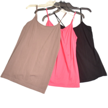 Lot of 3 Spaghetti Strap Adjustable Camisole Tops Size Small Base layer - $15.14