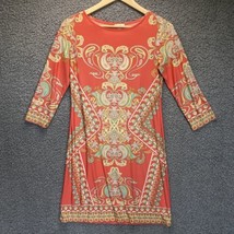 Haani Shirt Dress Womens S Peach Paisley Floral 3/4 Sleeve Casual Mini 6... - $14.32