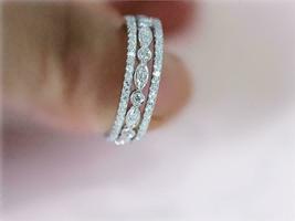 14K White Gold Over 1.00 Ct VVS1 Diamond Wedding Band 3 Pcs Engagement Ring Set - £66.16 GBP