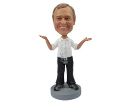 Custom Bobblehead Good Looking Man In Formal Dress Presenting Himself To The Wor - £70.31 GBP