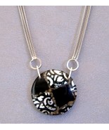 Venetian Medallion Pendant Sterling Silver Chain Unique Necklace Black - $368.00