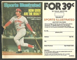 Cincinnati Reds Johnny Bench 1977 Sports Illustrated Subscription Coupon - $3.50