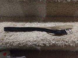 Antique Vintage Braided Leather Black Belt With Silver Buckle - £39.55 GBP