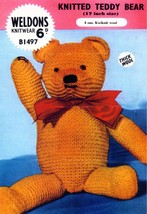 Vintage Knitting pattern for an adorable teddy bear who stands 17 in 41 ... - $2.15