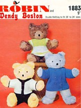 Vintage Knitting pattern for Teddy Bear outfits. To fit 20 - 24 in sizes... - $2.15