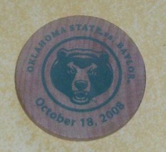 2008 Osu Oklahoma State Vs Baylor Wooden Nickel Student Union Wood Coin Souvenir - £15.79 GBP