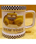 Souvenir Taxi Cab Ceramic Coffee Mug New York City Embossed Raised Desig... - £15.65 GBP