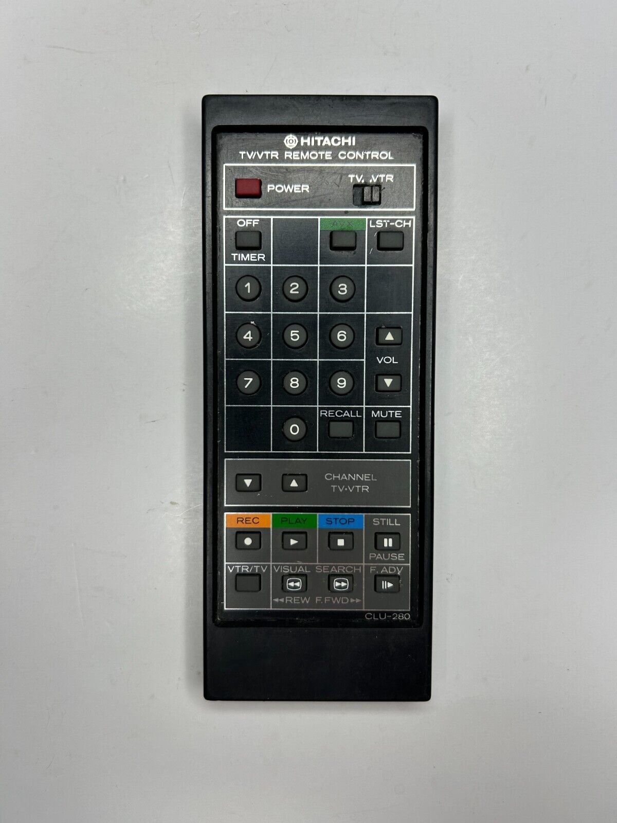 Hitachi CLU-280 TV VCR VTR Remote Control, OEM for CT1957B, CT1957W P52923YX2  			