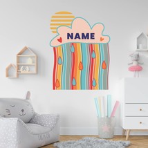 Nursery Wall Sticker of Colorful Lines and Drops with Kids Name - Colorf... - £79.13 GBP