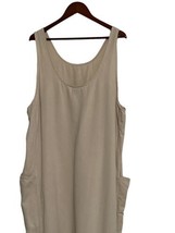 Eileen Fisher Maxi Dress Size Large w/ Pockets Khaki Tencel &amp; Cotton Sle... - £47.82 GBP