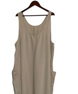 Eileen Fisher Maxi Dress Size Large w/ Pockets Khaki Tencel &amp; Cotton Sle... - £47.44 GBP