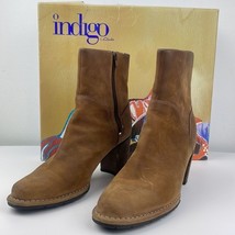 Indigo by Clarks SAUNTER suede ankle boots interior zip block heel Sz 8 1/2 - £37.89 GBP