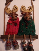 Christmas Reindeer Moose Design Wall Hanging, Cute Holiday Decor - £4.75 GBP