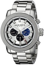 Akribos XXIV Men&#39;s AK684SS Grandiose Swiss Quartz Multifunction Silver-tone Stai - £87.88 GBP